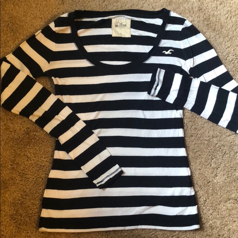 Hollister long sleeve black and white striped tee